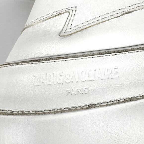 Zadig & Voltaire High Top Flash Sneaker White Lightning Lace Up Leather Size 36 - Picture 12 of 13